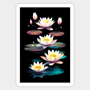 White water lilies magic night Magnet